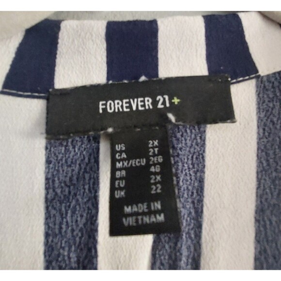 Forever 21 Women’s Button-Front Striped Rayon Blouse – Size 2X (Runs Small) - Picture 2 of 8